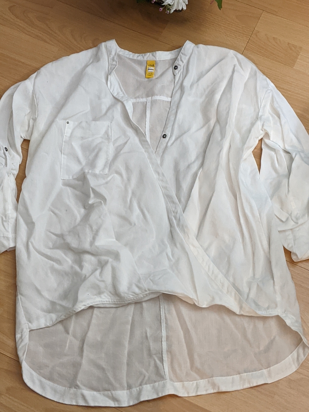 Authentic Lole White Lightweight Button-Front Women’s Blouse White Yoga